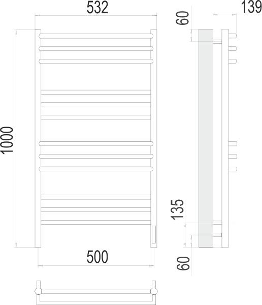 Полотенцесушитель электрический Terminus Прато  П12  50x100 4670078527134 хром