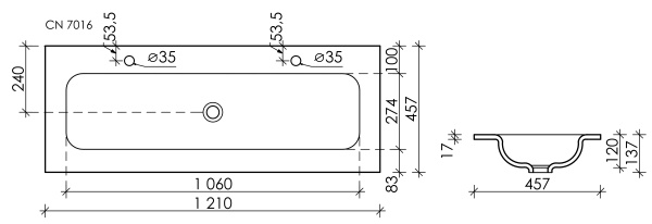 Раковина встраиваемая сверху прямоугольная Ceramica Nova Element CN7016 фарфор цвет белый