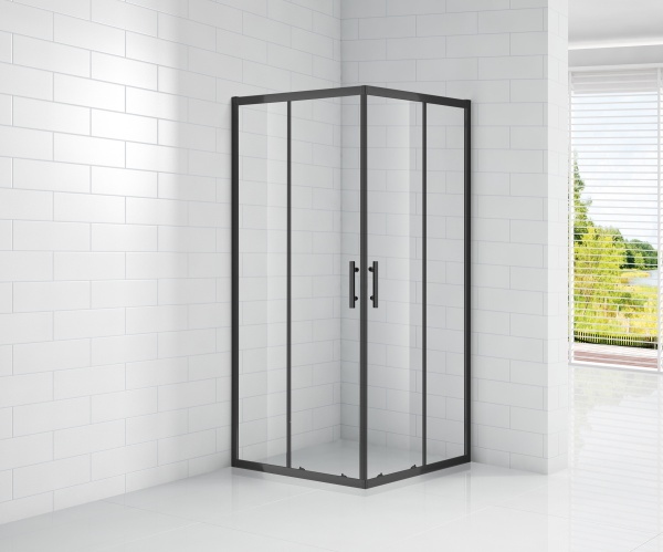 Душевой угол Cezares Eco ECO-O-A-2-90-C-NERO квадратная   стекла , профиль 