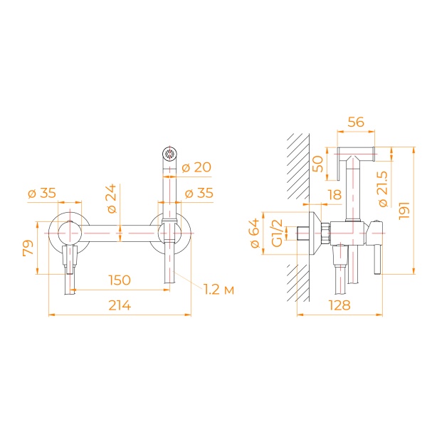 Гигиенический душ RGW Shower Panels 581408215-11 настенный серый Brush