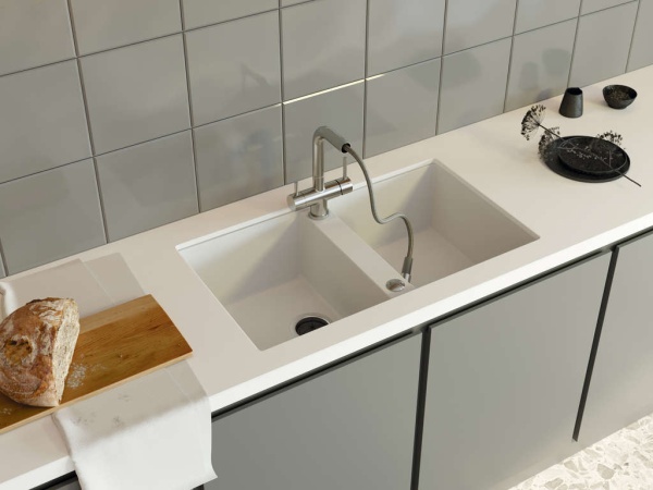 Кухонная мойка прямоугольная Omoikiri Kitagawa 4993809 встраиваемая снизу белый