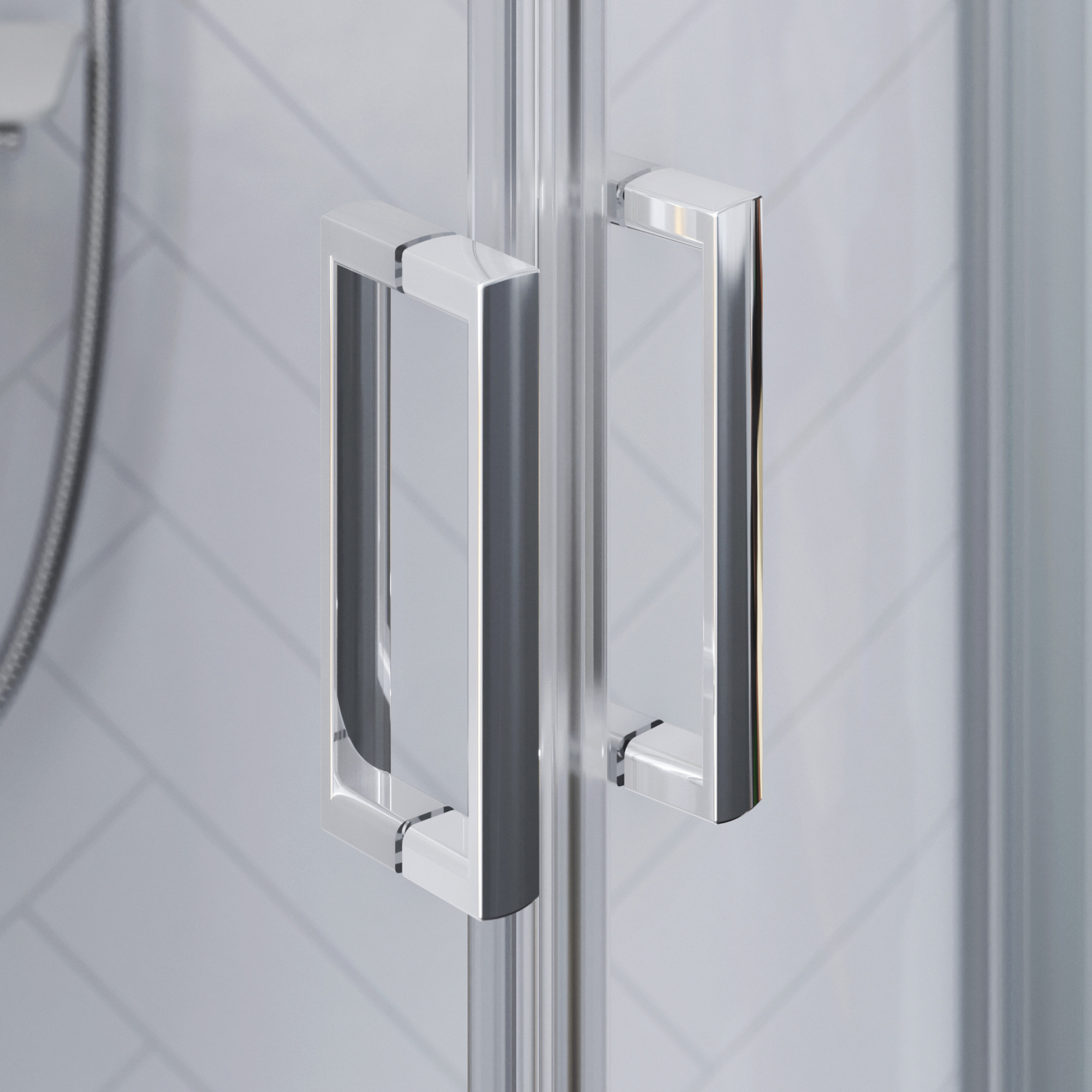 Душевой угол Damixa Skyline DX35WG-301-090MT четверть круга  стекла прозрачные, профиль хром