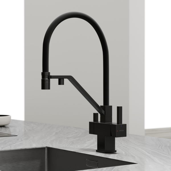 Смеситель для кухни Sancos Loro SC4007MB с подключением к фильтру матовый черный/черный