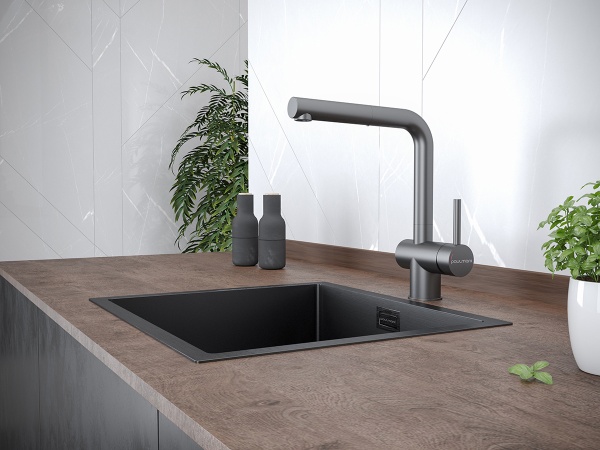 Смеситель для кухни Paulmark Dosse Do214418-GM без подключения к фильтру воронёная сталь