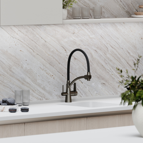 Смеситель для кухни Sancos Eri SC4001GG с подключением к фильтру вороненая сталь