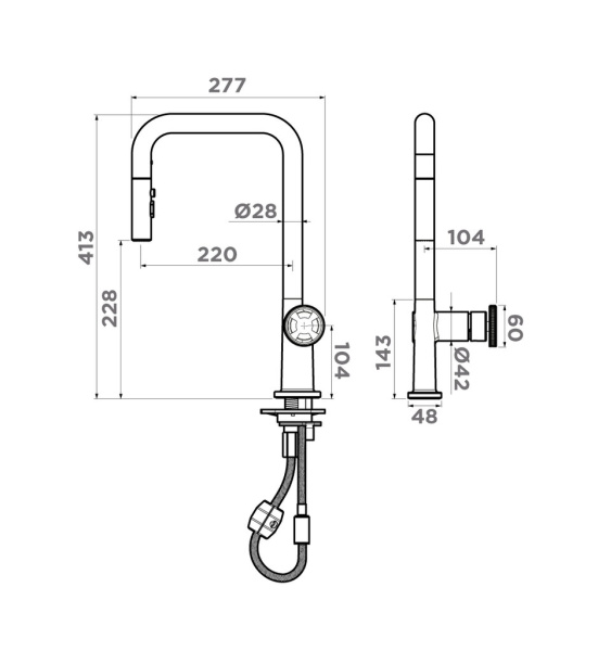 Смеситель для кухни Omoikiri Arita-SB 4994355 без подключения к фильтру графит
