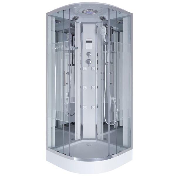 Душевая кабина с крышей Niagara Ultra NG-702-01N четверть круга  100x100 стекла прозрачные с узором, профиль хром