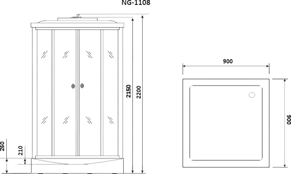 Душевая кабина с крышей Niagara Classic NG-1108-14 квадратная   90x90 стекла матовые, профиль матовый хром