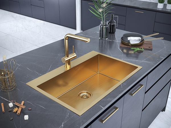 Смеситель для кухни Paulmark Dosse Do214418-BG без подключения к фильтру брашированное золото