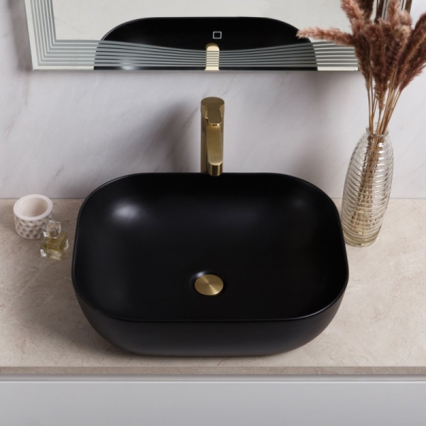 Раковина накладная прямоугольная BelBagno  BB1302-H301 фаянс цвет черный матовый