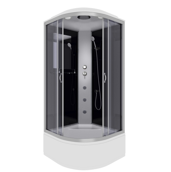 Душевая кабина с крышей Niagara Classic NG-2508-14G четверть круга  90x90 стекла тонированные, профиль хром