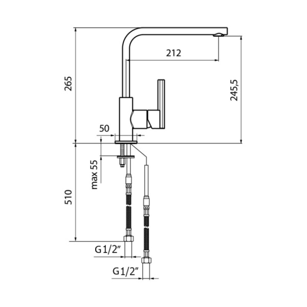 Смеситель для кухни Webert Keo KE920302015 без подключения к фильтру хром