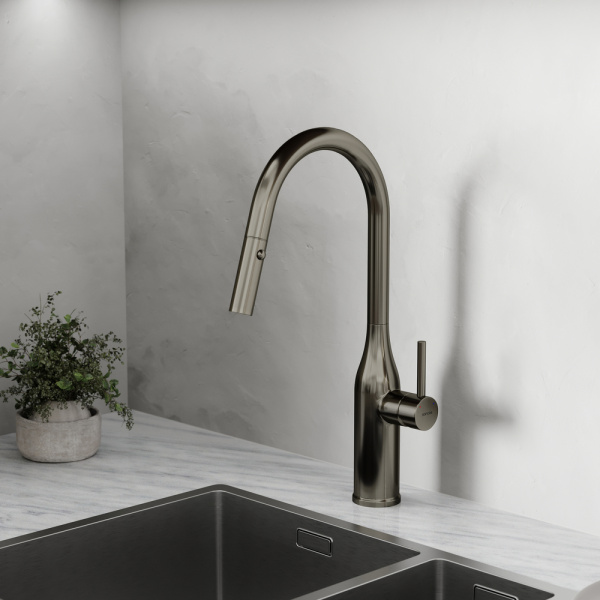 Смеситель для кухни Sancos Grand SC4002GG без подключения к фильтру вороненая сталь