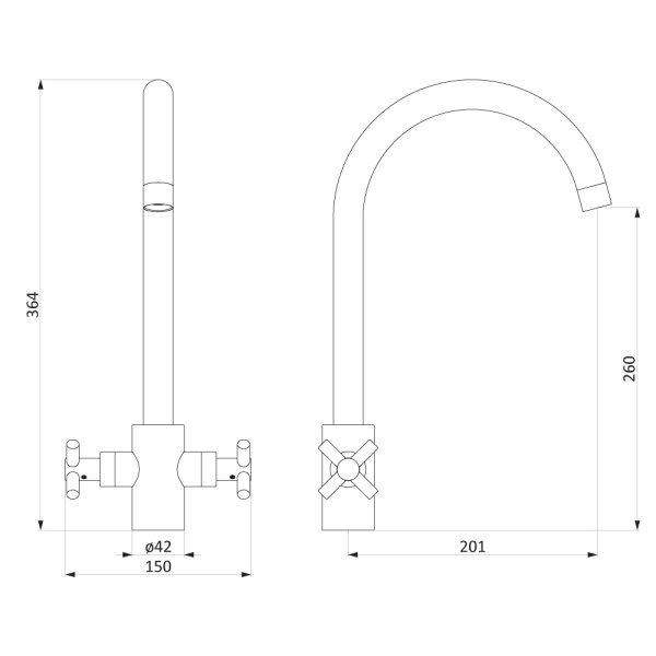 Смеситель для кухни Damixa Neo Classic 270000000 без подключения к фильтру графит