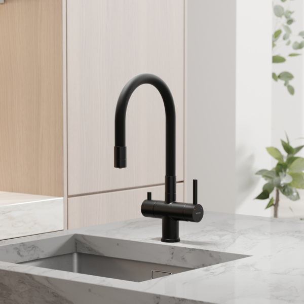 Смеситель для кухни Sancos Lucia SC4004MB с подключением к фильтру матовый черный/черный