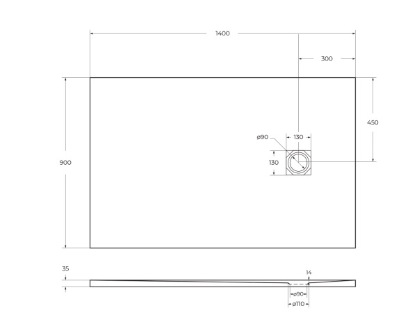 Душевой поддон низкий BelBagno Uno TRAY-MR-UNO-AH-140/90-35-W-CR прямоугольный литьевой мрамор 140x90 белый
