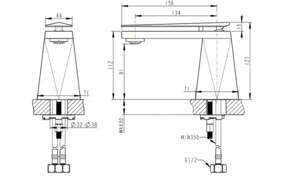 Смеситель для раковины Bravat Diamond F118102C-1-ENG хром