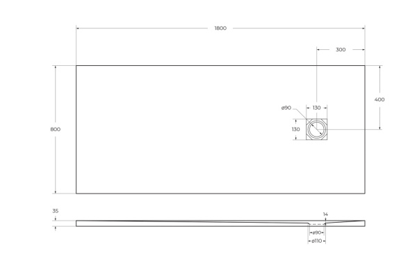 Душевой поддон низкий BelBagno Uno TRAY-MR-UNO-AH-180/80-35-W-NO прямоугольный литьевой мрамор 180x80 белый