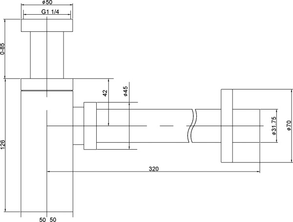 Сифон для раковины TIMO 959/00L латунь хром