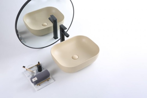 Раковина накладная прямоугольная BelBagno  BB1302-H316 фаянс цвет бежевый матовый