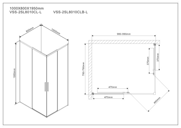 Душевой угол Vincea VSS-2SL8010CL-L 80x100