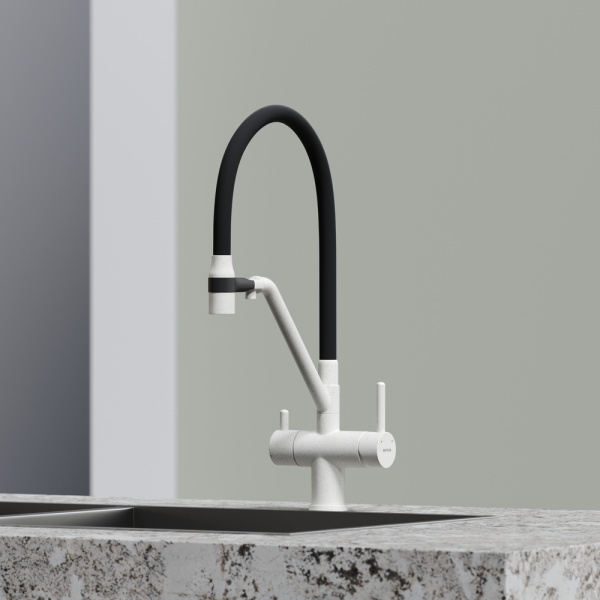 Смеситель для кухни Sancos Dora SC4003GR с подключением к фильтру белый гранит