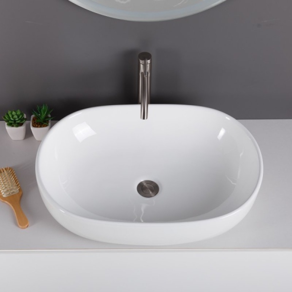 Раковина накладная овальная BelBagno  BB1084 фаянс цвет белый