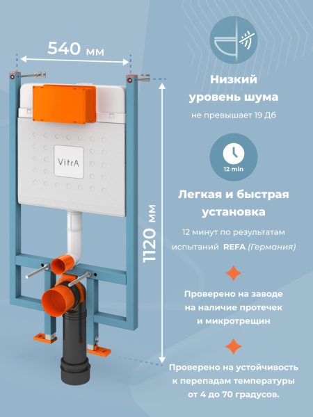Инсталляция для подвесного унитаза VitrA V-Fix Core 738-5800-01 механическая