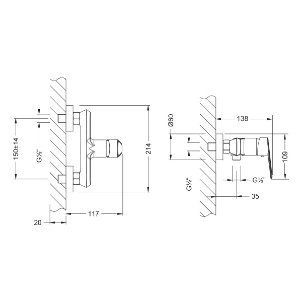 Смеситель для душа Lemark Point LM0303C  
 хром
