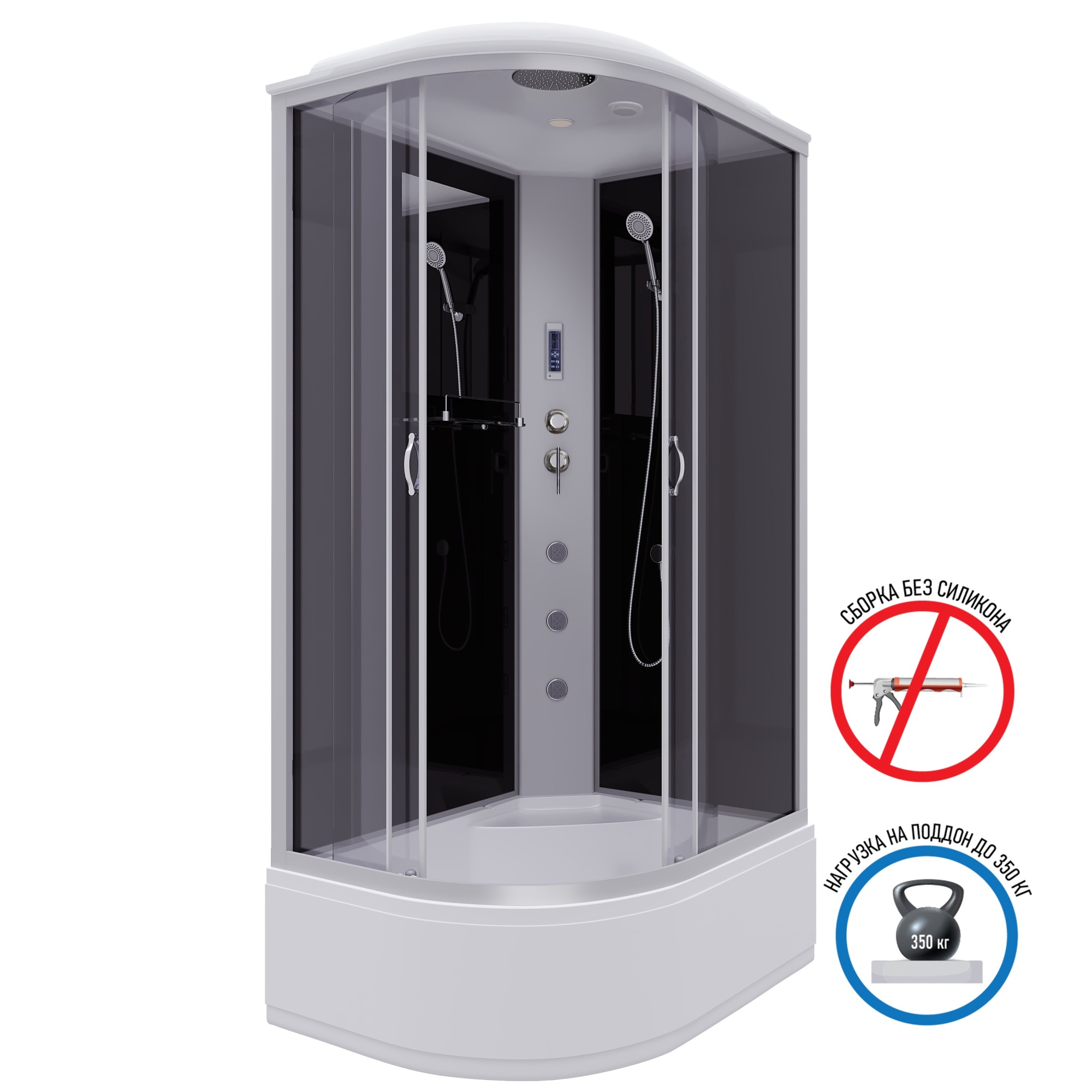 Душевая кабина с крышей Niagara Classic NG-2510-14RF асимметричная  120x80 стекла тонированные, профиль матовый хром