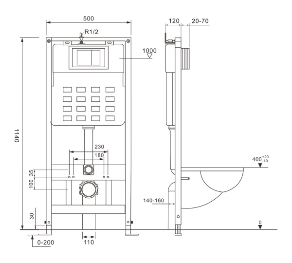 Комплект инсталляции с подвесным унитазом Abber  AC1100MB-AC0105-AC0121MB крышка-сиденье в комплекте быстросъемное с микролифтом, клавиша смыва в комплекте черная матовая