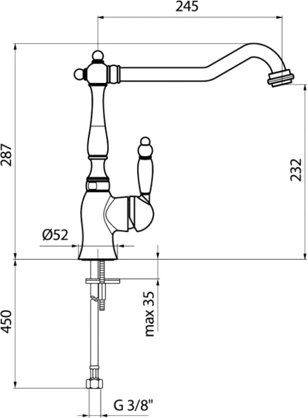 Смеситель для кухни Webert Valentino VA920302015 без подключения к фильтру хром