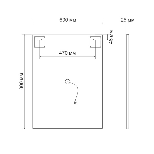 Зеркало для ванной комнаты Vincea  VLM-2J600 60x80 с подсветкой