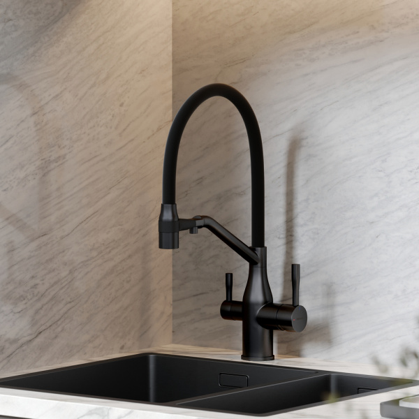 Смеситель для кухни Sancos Orta SC4008MB с подключением к фильтру матовый черный/черный