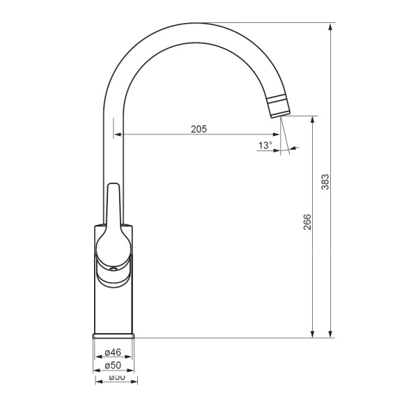 Смеситель для кухни Damixa Eclipse 310721400 с подключением к фильтру никель