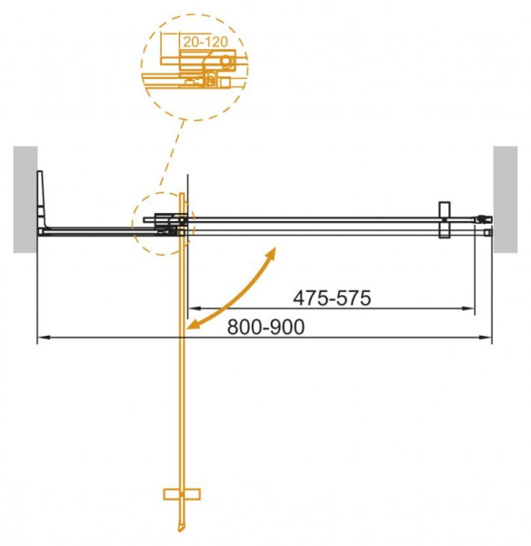 Душевая дверь распашная Cezares Slider SLIDER-B-1-80/90-BR-BORO 80-90 см стекла бронза профиль брашированное золото