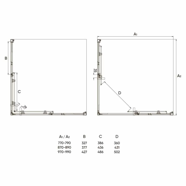 Душевой угол Veconi  RV47-80-01-C4 80x80 стекла прозрачные, профиль хром