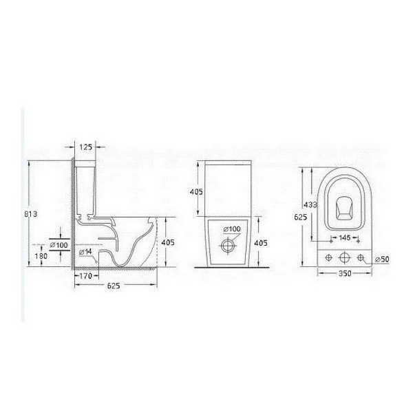Унитаз напольный Esbano CRISAN ESUNCRISMB Rimless фаянс черный матовый