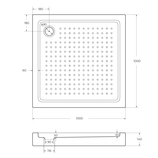 Душевой поддон низкий Cezares Tray TRAY-A-A-100-15-W0 квадратный акрил 100x100 белый