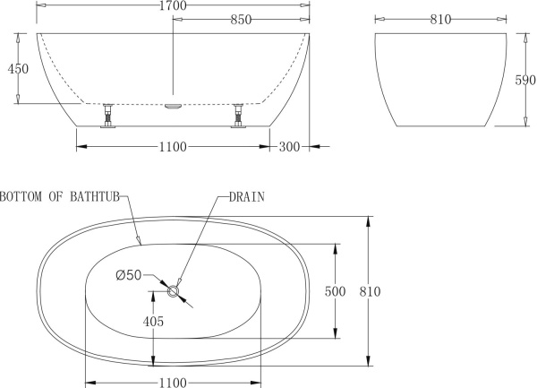Акриловая ванна BelBagno  BB81-1700 170x81