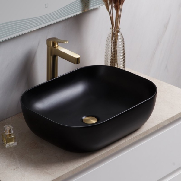 Раковина накладная прямоугольная BelBagno  BB1302-H301 фаянс цвет черный матовый