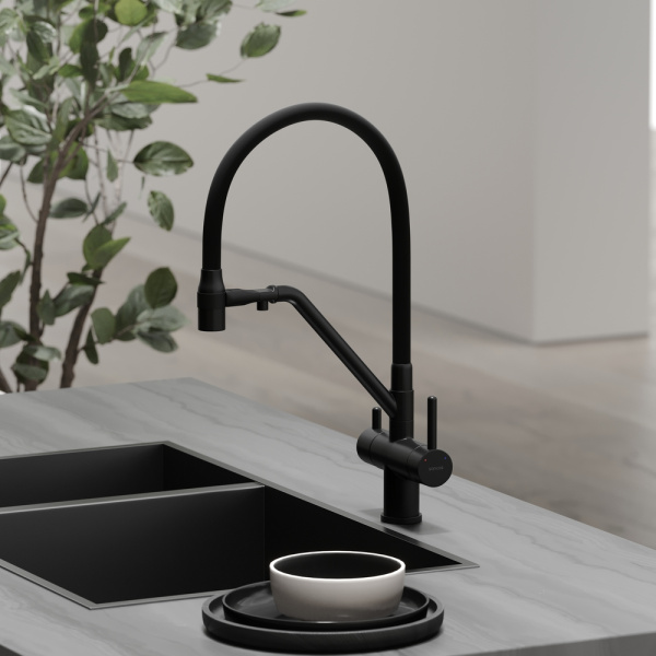 Смеситель для кухни Sancos Dora SC4003MB с подключением к фильтру черный матовый
