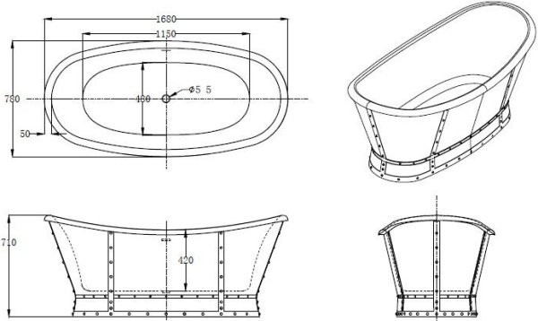 Акриловая ванна BelBagno  BB33 168x78
