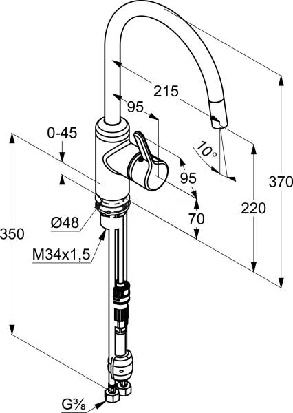 Смеситель для кухни Kludi Bingo star 428513978 без подключения к фильтру черный