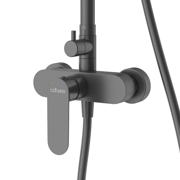 Душевая система со смесителем Cezares Stylus STYLUS-CD-NOP монтаж настенная без термостата черная матовая
