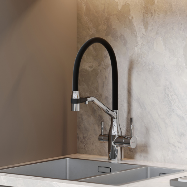 Смеситель для кухни Sancos Orta SC4008CH с подключением к фильтру хром/черный
