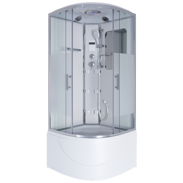 Душевая кабина с крышей Niagara Ultra NG-308-01 четверть круга  90x90 стекла прозрачные с узором, профиль хром
