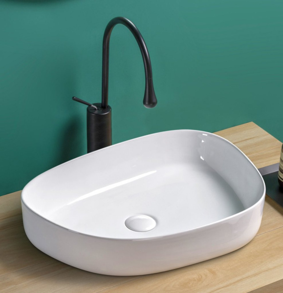 Раковина накладная овальная BelBagno  BB1435 фаянс цвет белый