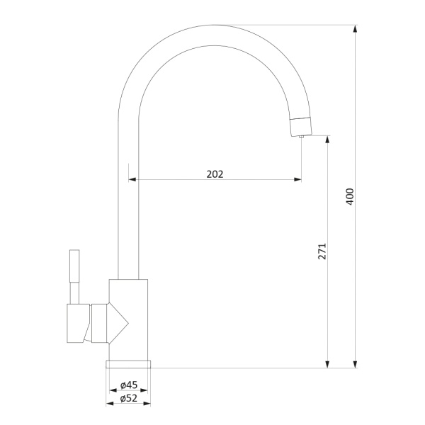 Смеситель для кухни Damixa Merkur 400721400 с подключением к фильтру никель