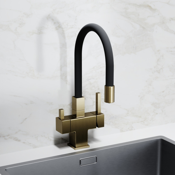 Смеситель для кухни Sancos Arno SC4005BG с подключением к фильтру брашированное золото/черный